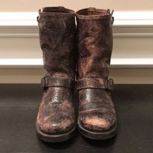 Frye Brown Veronica Short Distressed Leather Boot